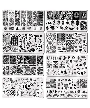 8 Pcs Nail Stamper Kit with Templates - Lace, Animal, Flower, Constellation Designs - Buy Online on GoSupps.com