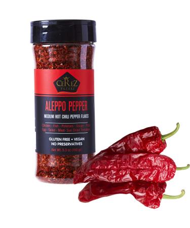 Cerez Pazari Aleppo Pepper Moderate Heat | 5.29 oz - 150 gr | Crushed Turkish Red Chili Pepper-Aleppo Chili Flakes,Maras Chili Pepper | Halaby Pepper | Syrian Pepper | Middle Eastern Red Pepper | Product of Turkey