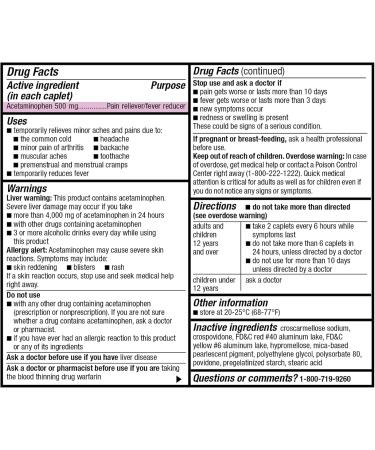 Good Sense Rapid Release Pain Relief Acetaminophen Caplets 500 mg Extra Strength Pain Reliever and Fever Reducer - Buy Online on GoSupps.com