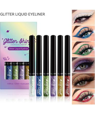 Glitter Eyeliner Waterproof Liquid Pencil Set - Bold Colors Eye Makeup Pen for Long-Lasting Effects - Women's Gift - Buy Online on GoSupps.com