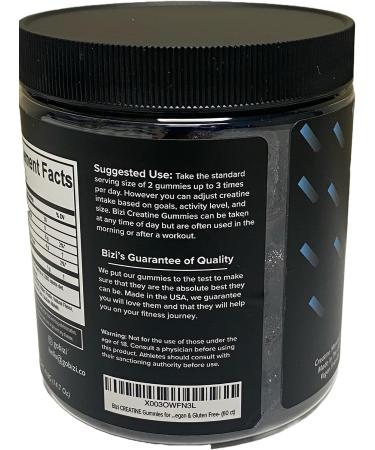 Bizi CREATINE Gummies 1000mg - Blue Raspberry Flavor - Pre-Workout Supplement for Men & Women - Vegan & Gluten Free - 60 ct - Buy Online on GoSupps.com