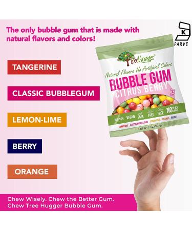 Tree Hugger Bubble Gum - Citrus Berry Flavor, Natural, 12 Pack (2 oz each) - No Artificial Colors - Buy Online on GoSupps.com