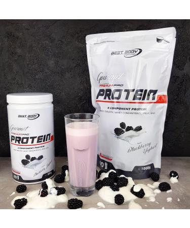 Buy Best Body Nutrition Gourmet Premium Pro Protein Shake - Blackberry Yoghurt 1 kg | 4-Component Protein: Caseinat Whey Concentrate Whey Isolate & Egg - International Shipping Available - Buy Online on GoSupps.com