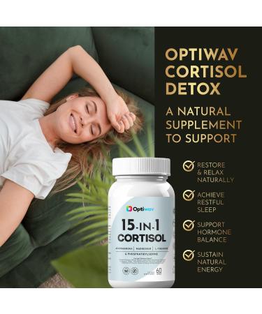 Optiwav Cortisol Detox Supplement for Women Men - Control & Lowering High Cortisol Level - Balance Calm Stress Relief Cleanse Adrenal Health Support - Magnesium Ashwagandha Cortisol Blocker Reducer - Buy Online on GoSupps.com