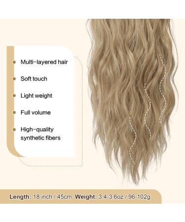 FESHFEN Blonde & Ash Blonde Mixed Curly Wavy Drawstring Ponytail Extension 18 inch - Synthetic Hairpiece for Women - Buy Online on GoSupps.com