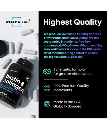 Biotin Capsules with Collagen & Keratin - 25000MCG - Hair, Skin & Nails Vitamins - Hair Growth & Metabolism Support - 60 Caps - Buy Online on GoSupps.com