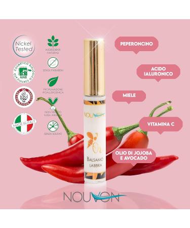Nouvon - Volumizing Lip Balm with Hyaluronic Acid Vitamin C Chili. Organic Jojoba Oil I Volumizing Reshaping Moisturizing Anti-wrinkle 10 ml - Buy Online on GoSupps.com