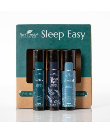 Plant Therapy Sleep Easy Essential Oil Roll On Blend Set 10 mL (1/3 oz) Each of Relax Sleep Tight & Unwind Pure Pre-Diluted Essential Oil Blends
