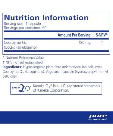 Pure Encapsulations CoQ10 120mg - 60 Vegetarian Capsules - Natural Bio-Identical Fermented Coenzyme Q10 - Buy Online on GoSupps.com