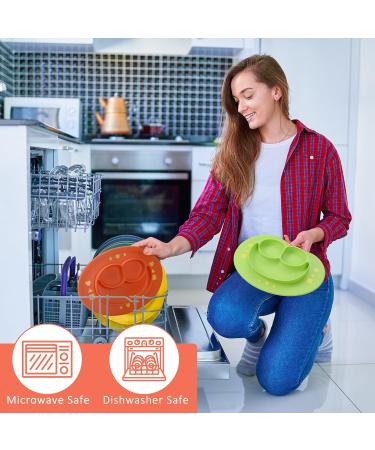 SERLY Baby Plates 2 Pack (Red/Green) - Silicone Suction Plates for Babies and Toddlers - Microwave and Dishwasher Safe - Learning Shapes included - Buy Online on GoSupps.com