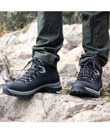 Men's Non-Slip Water Resistant Mid Top Hiking Boots - Lightweight & Durable Black Outdoor Shoes - Buy Online on GoSupps.com