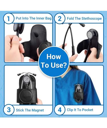Magnetic Stethoscope Holster for 3M Littmann MDF & More - Hip Clip Holder for RN MD EMT & Medical Students (Black - Buy Online on GoSupps.com