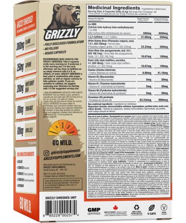 GRIZZLY SHREDDED Thermogenic Fat Burner Energy Lean Muscle Caffeine HMB - Buy Online on GoSupps.com