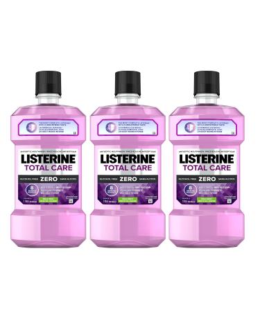 Listerine Alcohol Free Mouthwash Total Care Zero Fluoride Mouthwash for Bad Breath Anti-Cavity Helps Keep Teeth White Pack of 3 (3L Total) Total Care - Trio Pack Mouthwash