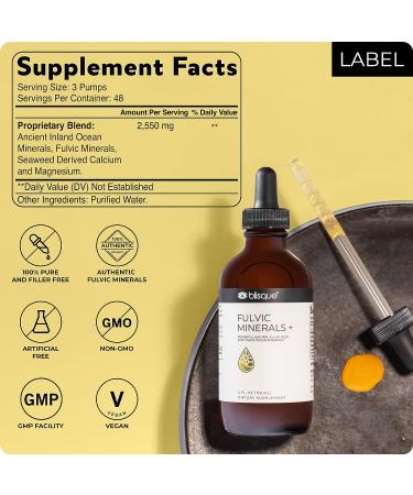 Blisque Natural Trace Mineral Drops with Fulvic & Humic Acid - Detox, Immune Support, Brain Booster - 4oz - Buy Online on GoSupps.com