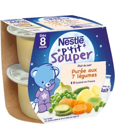 Nestl B b - P'tit Souper - Petits Pots B b - Pur e 7 L gumes - D s 8 mois - 2x200g Pur e du Soir aux 7 L gumes 2x200g