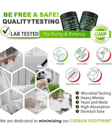 Herbpy Bundle 6in1 Premium Ceylon Cinnamon Supplements 100 Count & 4in1 Cardamom Capsules 100 Count - for Digestion Heart Health and Natural Wellness - Buy Online on GoSupps.com