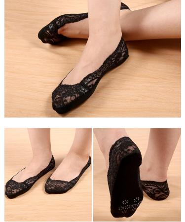 10 Pairs No Show Lace Boat Socks for Women - Non-Slip Invisible Socks in Black - Perfect for Any Occasion - Buy Online on GoSupps.com