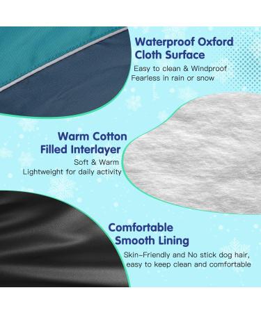 Nobleza Waterproof Reflective Dog Coat with Harness Hole | Blue | L35cm Back | Windproof & Warm Winter Jacket for Small Medium Large Dogs - Buy Online on GoSupps.com