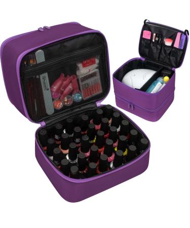 ButterFox Nail Polish Organizer Storage Case, Fits Nail UV Dryer Light and 30-40 Bottles Depending On Bottle Sizes, Nail Supplies Organizer (Royal Purple)