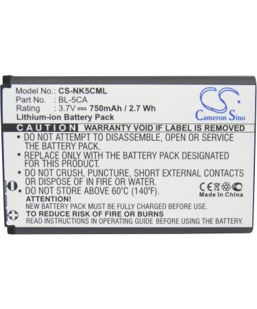Buy BL-5C BL-5CB BL-5CA BR-5C 750mAh Battery - Compatible with 6086 7600 E50 2112 C1 1650 3100 C1-02 - 3.7V International Shipping Available - Buy Online on GoSupps.com