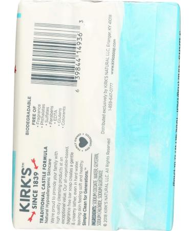 Kirk's Coco Castile Bar Soap - 4 oz (No Fragrance) | Gentle Cleansing Formula - Buy Online on GoSupps.com