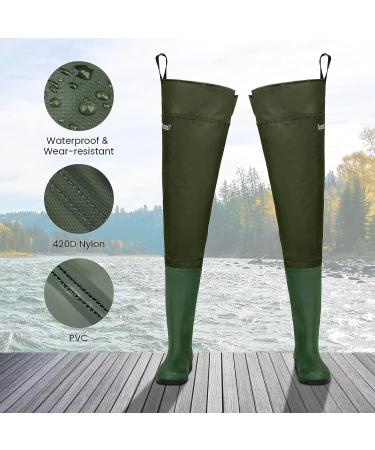 Lightweight Waterproof Hip Waders for Men and Women - Size 10 Army Green - Buy Online on GoSupps.com