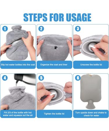 Buy Luzoon Hot Water Bottle Set - 2 Soft Fur Covers for Pain Relief | Gifts for Family & Friends - Rubber Hot Bottles (2L Gray & 1.2L Blue) - Buy Online on GoSupps.com