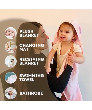 Mother's Choice 100% Cotton Baby Towel with Hood - Ultra Soft and Absorbent (75x75cm) - Bunny Hooded Baby Towel in Pink Rabbit Design - Buy Online on GoSupps.com