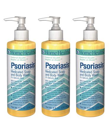 Home Health-10624 Psoriasis Medicated Scalp & Body Wash (3 Pack) - Salicylic Acid 8 fl oz - Relieves Itching Redness & Irritation from Dandruff & Seborrheic Dermatitis - Non-GMO Paraben-Free Vegetarian