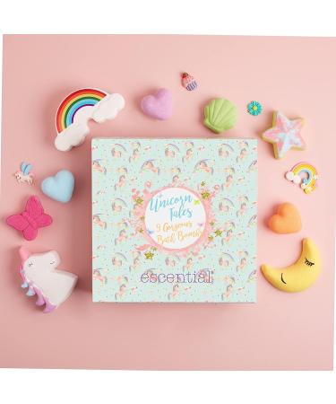 Escential Unicorn Bath Bombs Gift Set - 9 Organic Vegan Fizzers with Essential Oils for Moisturizing & Relaxation | Perfect Birthday Gift for Her, Women, Girls, Kids - Buy Online on GoSupps.com