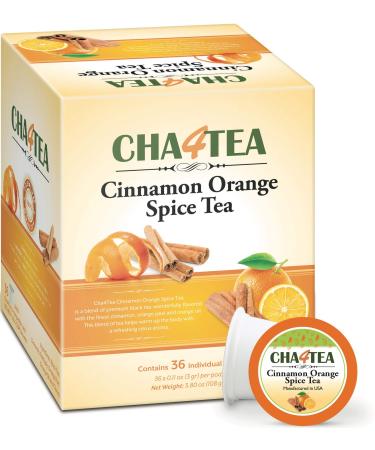 Cha4Tea 36-Count Cinnamon Orange Spice Herbal Black Tea Pods for Keurig K-Cup Brewers - Buy Online on GoSupps.com