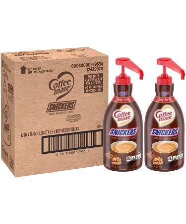 Nestle Coffee mate Snickers Coffee Creamer Pump Bottle 50.7 Fl. Oz. (Pack of 2) Non Dairy, No Refrigeration - Buy Now! - Buy Online on GoSupps.com