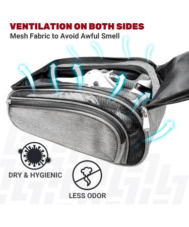 SAPLIZE Golf Shoe Bag with Mesh Ventilation, Outside Pocket | Breathable Shoe Carrier Tote for Golf Accessories | Sports Travel Organizer, Grey, US Size 14 - Buy Online on GoSupps.com