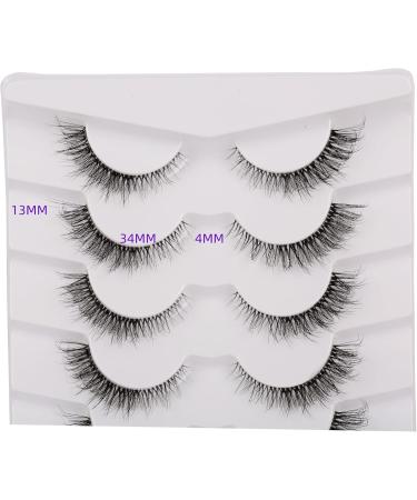 Gmagictobo Natural False Eyelashes Fluffy Wispy Extension Look Cat Eye Lashes Short Clear Band Fake Eyelashes 3D Volume Faux Mink Lashes 5 Pairs Slender | 4-12MM - Buy Online on GoSupps.com