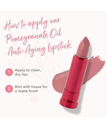 Pomegranate Oil Anti-Aging Lipstick - Vegan Fruit Pigmented Foxglove Color, Long Lasting, Moisturizing Cocoa Butter, Satin Finish - 0.15 oz - Buy Online on GoSupps.com