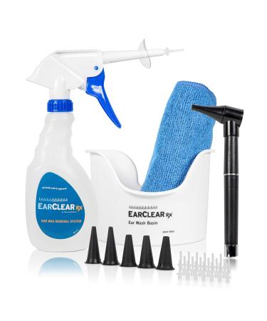 Ear Washing Kit by Nuance Medical EarClear Rx - Rigid Tips for Self Ear Washing with Otoscope Penlight  Basin and 20 Disposable Tips and New Microfiber Towel