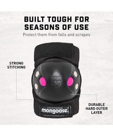 Mongoose Youth BMX Bike Gel Knee and Elbow Pad Set | Multi-Sport Protective Gear | Black/Pink Colors - Buy Online on GoSupps.com
