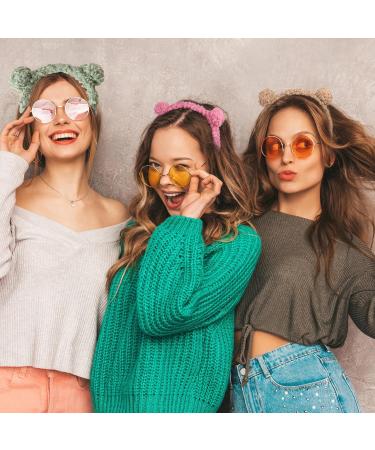 XNHIU 2 Pieces Bear Ears Headbands Fluffy Bear Ears Hairbands Makeup Headbands Hair Accessories for Washing Face Party Decoration (Green) - Buy Online on GoSupps.com
