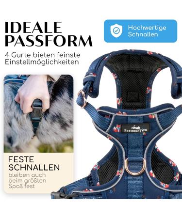 Freudentier Breathable Dog Harness | Padded & Comfortable | Let's Get Foxy Collection | Anti-Drawing for All Dog Sizes - Buy Online on GoSupps.com