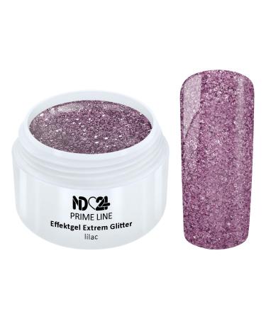 Prime Line - Uv Led Gel Extreme Glitter Effect Lilac Glitter Purple - Made in Germany - 5ml