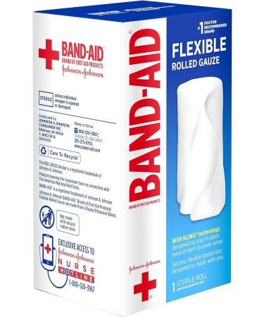 Band-Aid First Aid Rolled Gauze, White, 3 in X 2.5 yds - 1 Count - Buy Online on GoSupps.com