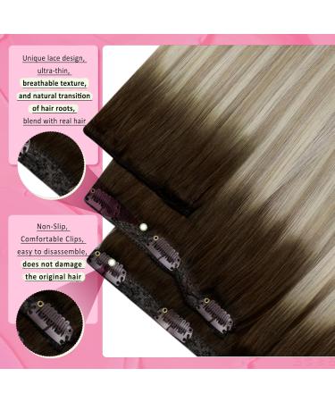 Youngsee Clip in Extensions - Balayage Real Hair Dark Brown & Blonde 30cm 80g - Premium Quality Clip-In Hair Extensions - Buy Online on GoSupps.com