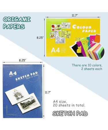 LUCYCAZ Drawing Kit - Travel Art Supplies for Kids 9-12 | Drawing Pad, Origami Paper, Sketch & Colored Pencils, Eraser & Sharpener | Sketch Kit for Kids, Teens & Adults - Buy Online on GoSupps.com