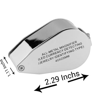 40X Illuminated Jeweler LED UV Lens Loupe Magnifier with Metal Construction and Optical Glass - Kare and Kind Retail Package - Silver - Buy Online on GoSupps.com