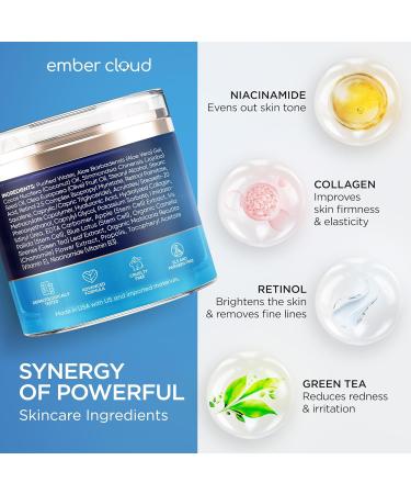 Collagen Cream for Face with Stem Cells Retinol Hyaluronic Acid Niacinamide (1.7 Oz) / Vitamin C Serum for Face (1Oz) - Buy Online on GoSupps.com