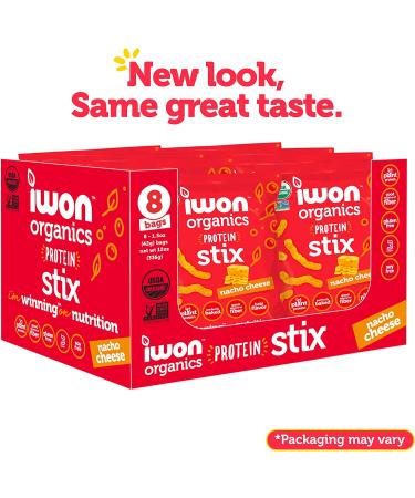 IWON Organics Nacho Cheese Snack Stix - High Protein, Organic & Healthy - 8 Bags, 1.5oz - Buy Online on GoSupps.com