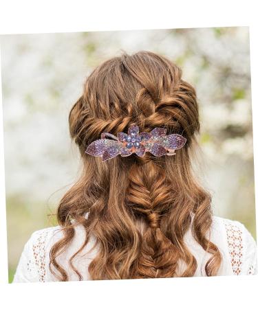 Ipetboom Rhinestone Hair Clip Metal Hair Clips for Women Wedding Hair Accessories Tiara Hair Barrettes for Women Thick Hair Spring Clip Purple Bride Rhinestones Temperament - Buy Online on GoSupps.com