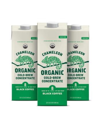 Chameleon Organic Cold Brew Black Coffee Multi-serve Concentrate, 100% Arabica, Toffee & Chocolate, 32 Fl Oz (Pack of 3) Black Coffee 32 Fl Oz (Pack of 3)