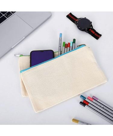 Sinzip 12-Piece Cotton Canvas Makeup Bag Set | Multipurpose Cosmetic & Travel Toiletry Pouch with Zipper | DIY Craft & Pencil Bag | Small Size - Buy Online on GoSupps.com